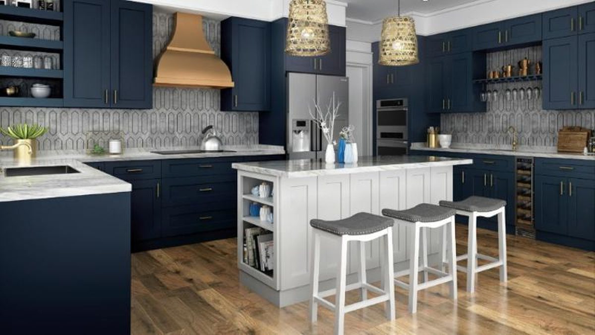 Shaker cabinetry in Imperial Blue